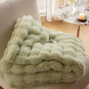 CottonMore Super Soft Large Faux Fur Winter Blanket Throw Rug 160x200cm Green
