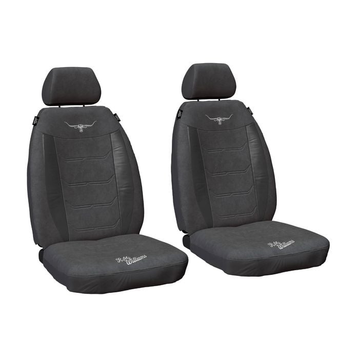 R.m.williams Rmw Longhorns Suede Velour Grey Front Car Seat Covers Universal Fit