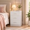 Advwin Bedside Table 3 Drawers White 66cm Height Nightstand Storage Cabinet