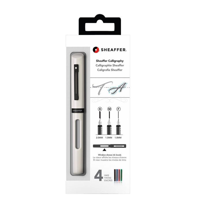 Sheaffer Calligraphy Fountain Pen Mini Kit w/4 Ink Cartridge Stationery White