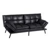 Levede Convertible PU Leather 3-Seater Sofa Bed - Black