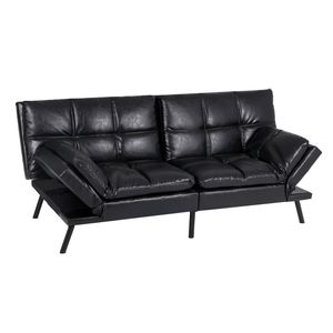 Levede Convertible PU Leather 3-Seater Sofa Bed - Black