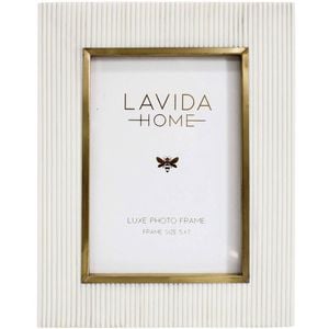 LVD 5x7 Photo Frame Brass Edge Picture Display White