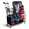 Costway Golf Metal Storage Rack Organizer w/Wheels Black