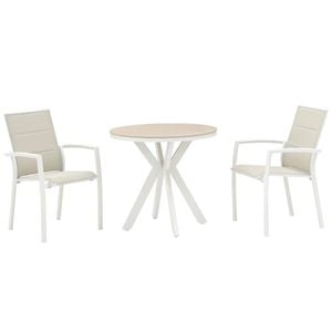FurnitureOkay Marina-Capri 3-Piece Sintered Stone Outdoor Dining Setting - White