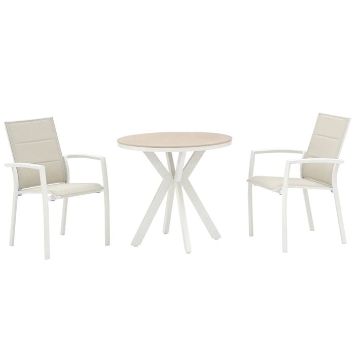 FurnitureOkay Marina-Capri 3-Piece Sintered Stone Outdoor Dining Setting - White