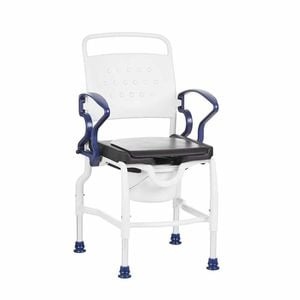 Shower Commode Chair with Soft PU Seat - Comfortable & Durable Bathroom Aid for Seniors & Carers