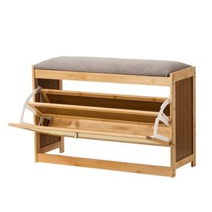 Oikiture Shoe Storage Bench Bamboo 70cm