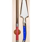 2pc Laguiole Silhouette Stainless Steel Cake Set - Blue/Red