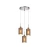 CLA Lighting ESPEJO2 Interior Iron & Rose Gold Glass with Line Effect Oblong Pendant Light- 3 lits Round