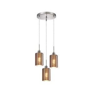 CLA Lighting ESPEJO2 Interior Iron & Rose Gold Glass with Line Effect Oblong Pendant Light- 3 lits Round