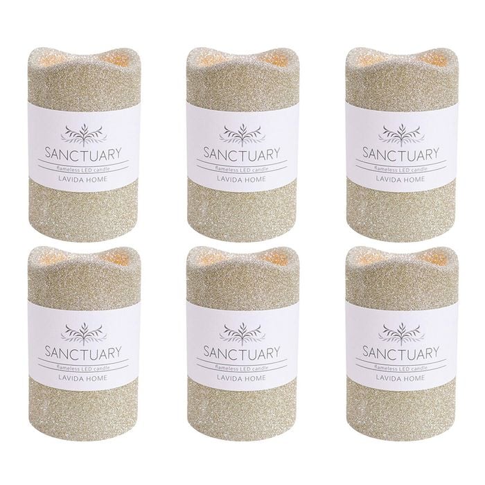 6PK LVD Flameless Candle Medium Champagne Decorative Home/Lounge Decor