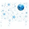 Glow in Dark Stars Moon Space Wall Decals Kids Bedroom Decor Blue