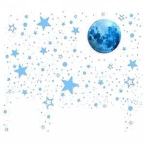 Glow in Dark Stars Moon Space Wall Decals Kids Bedroom Decor Blue