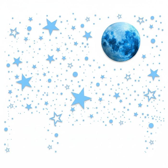 Glow in Dark Stars Moon Space Wall Decals Kids Bedroom Decor Blue