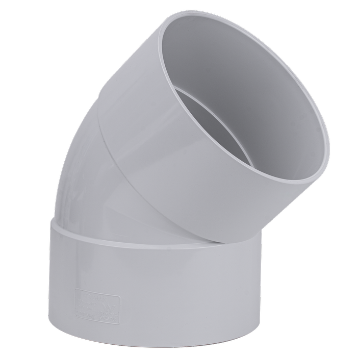 Holman 150mm 45° Female To Female PVC DWV Plain Bend