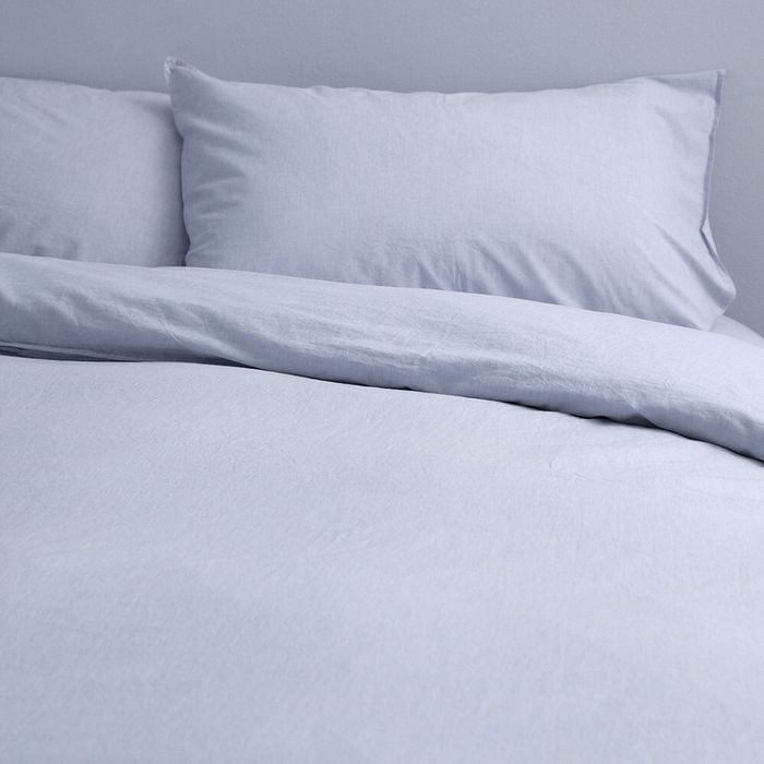 Canningvale Vintage Softwash Size Double Quilt Cover Set Misty Blue Melange