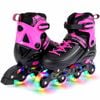 Costway 4-size Kid Roller Skates Inline Skating Shoes Lightup 9-14 Pink