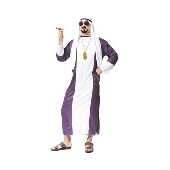 More Than Party Adult Arabian Man Costume Purple White Robe One Size Fits Most