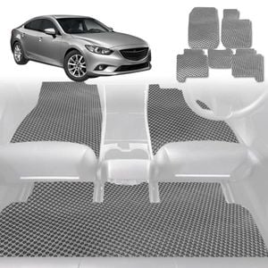 6D Diamond Car Floor Mats for Mazda 6 2008-2012-Full Set-Grey-Outback GT