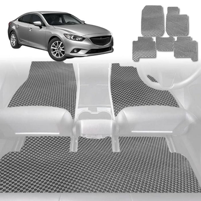 6D Diamond Car Floor Mats for Mazda 6 2008-2012-Full Set-Grey-Outback GT