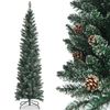 Costway 1.8M Slim Pencil Christmas Tree Pre-Decorated Xmas Tree Pine Cones