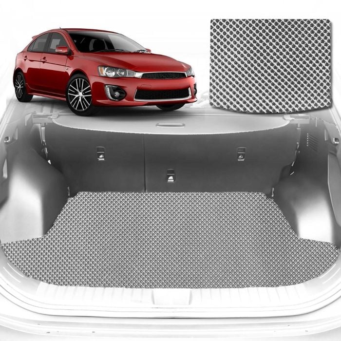 6D Diamond Car Boot Mat for Mitsubishi Lancer Auto (CJ)2007-2017-Cargo Mat-Grey-Outback GT