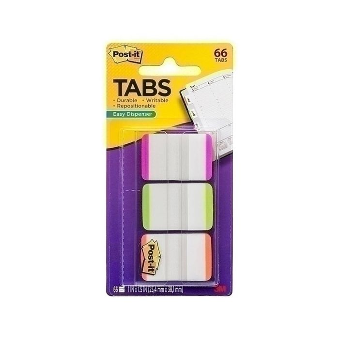 Post-It Tabs Pink/Green/Orange (Box of 6) (66pk)