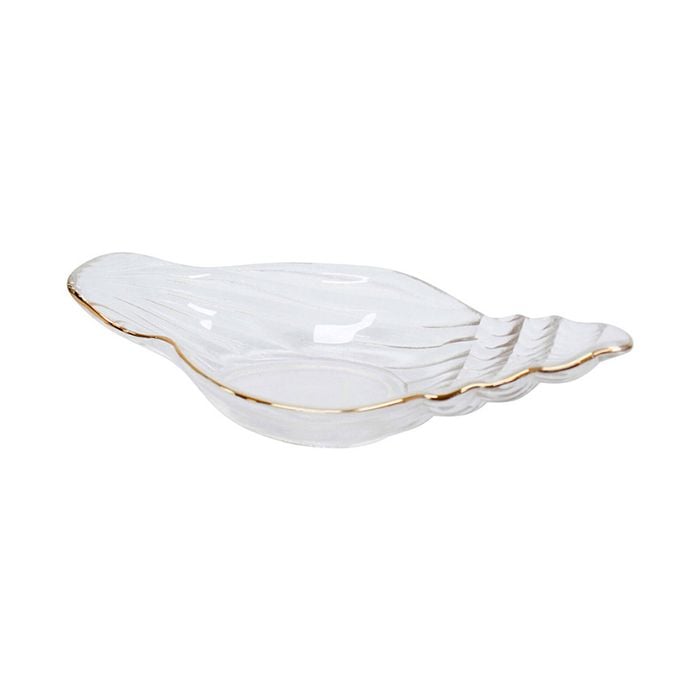 LVD Glass 20cm Conch Shell Plate Home/Kitchen Dish - White