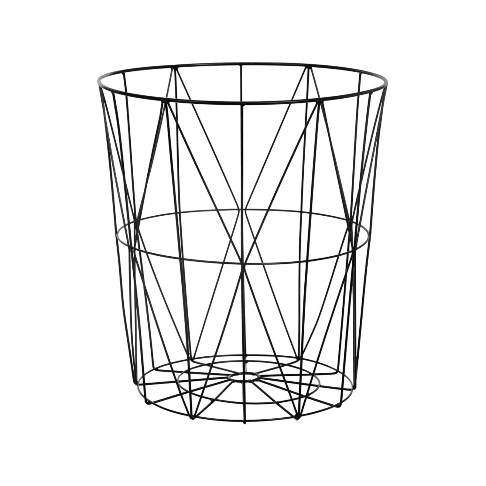 Boxsweden 39 x 39 x 43cm Black Round Wire Storage Basket product image