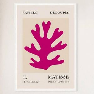 Galrie Papiers Découpés H. Matisse Art Print Pink Foliage (1955), White Frame, A4 21 x 30cm (8 x 12inch)