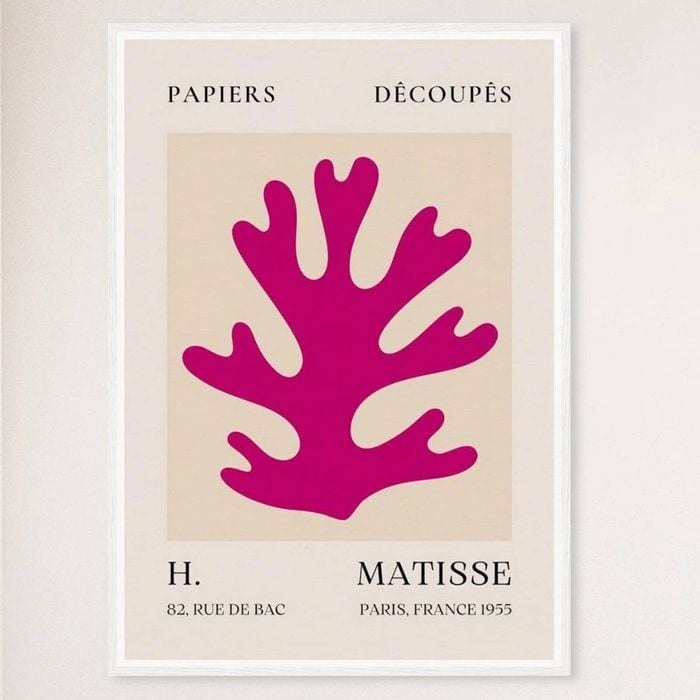 Galrie Papiers Découpés H. Matisse Art Print Pink Foliage (1955), White Frame, A4 21 x 30cm (8 x 12inch)