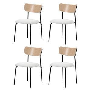 Oikiture 4pcs Dining Chairs Kitchen Chair Padded Lounge Seat Sherpa White