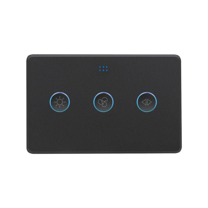 Deta Grid Connect Smart Fan Speed Controller with Touch Light Switch - Black