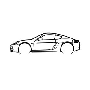 Ignite Laser Porsche 2015 718 Cayman GTS Silhouette Metal Wall Art Coated Black 47inch/120cm
