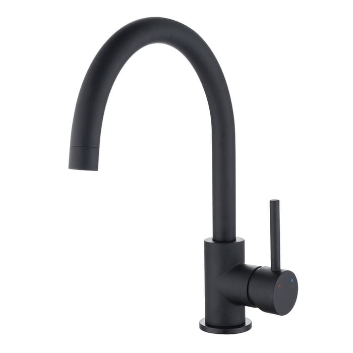 Estilo 35mm Black Matte Side Lever Gooseneck Sink Mixer