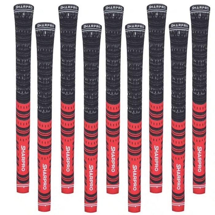 Shappro - Dual Compound Golf Grips - Set of 9 - Black & Red