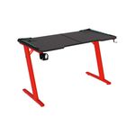 Odyssey8 1.4m Gaming Desk Office Table Desktop with LED light & Effects - Dual Panel Red