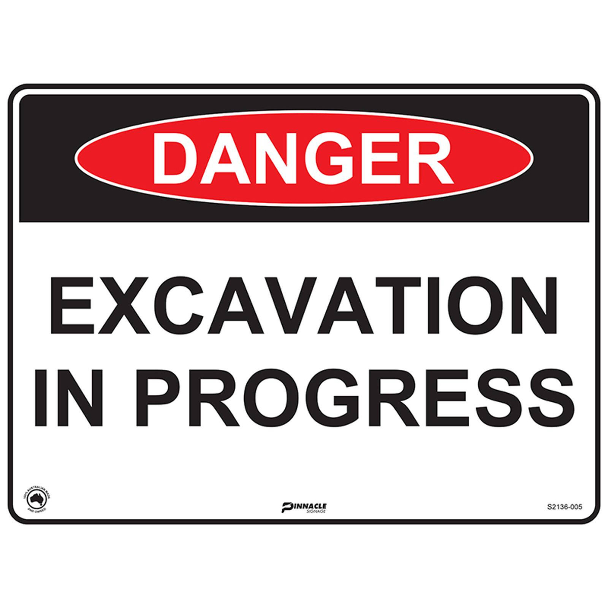 Pinnacle 400 x 300mm Metal Danger Excavation In Progress Sign - 400 x ...