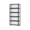 Oikiture Display Cabinet Bamboo Storage 5-Tier Shelves Clear Black