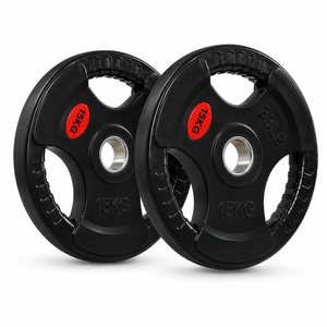 FITNESS MASTER 15KG Rubber Olympic Weight Plates 2 Pack Gym Barbell Plates