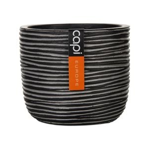 Capi 14 x 13cm Black Rib Indoor Plant Pot