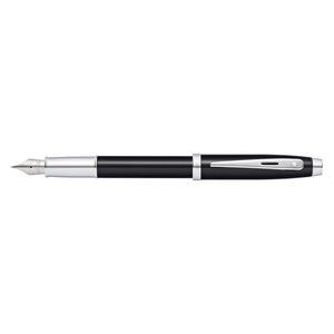 Sheaffer 100 Fountain Pen Office Stationery Med Nib Lacquer/Chrome Plate BLK