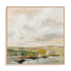 Artey | Sage Serenity Crop - Framed Canvas - Natural Frame - 64 x 64cm