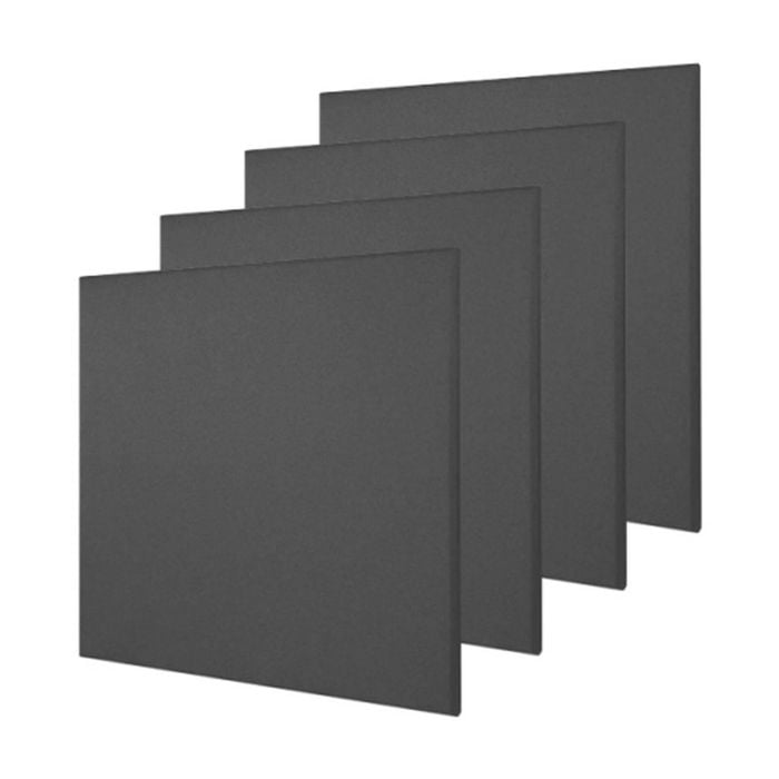 4x Fibreglass Acoustic Room Treatment Sound Panels 300x300x25mm 0.4sqm Charcoal
