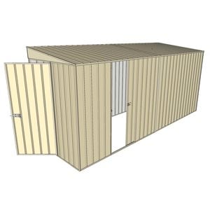 Build-a-Shed 1.5 x 4.5 x 2.0m Tunnel Shed Tunnel Hinged Door +1 Sliding Side Door - Cream