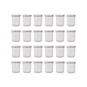 Argon Tableware 150ml Glass Jam Jars With Airtight Silver Lids - Set Of 24 Empty Screw Top Kitchen Storage Preserving Jar