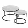 Advwin Nesting Coffee Table Marble Finish 70 & 50cm Round Grey