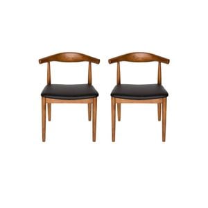 Sk Designer Living | Pack Of 2 | Replica Hans Wegner Elbow Chair Ch20 - Walnut & Black