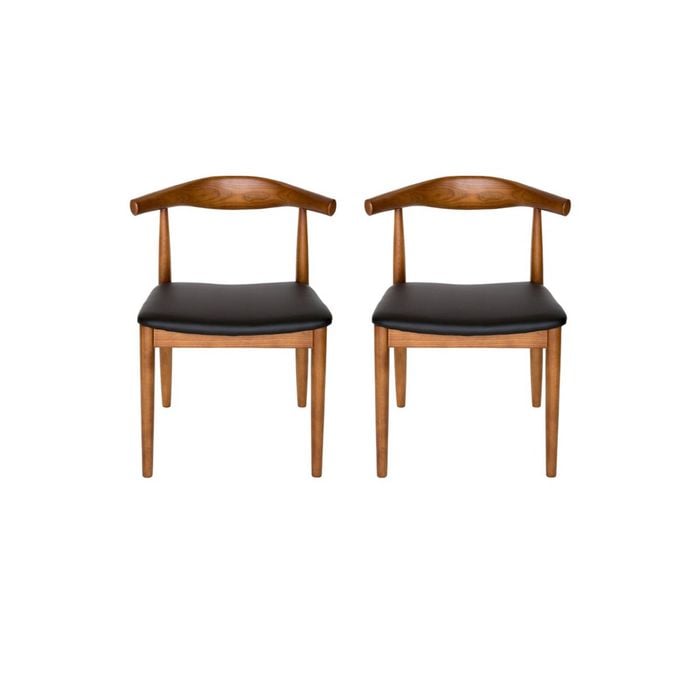 Sk Designer Living | Pack Of 2 | Replica Hans Wegner Elbow Chair Ch20 - Walnut & Black